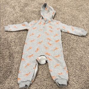 Tucker + Tate Gray and Orange Dino Print Footie